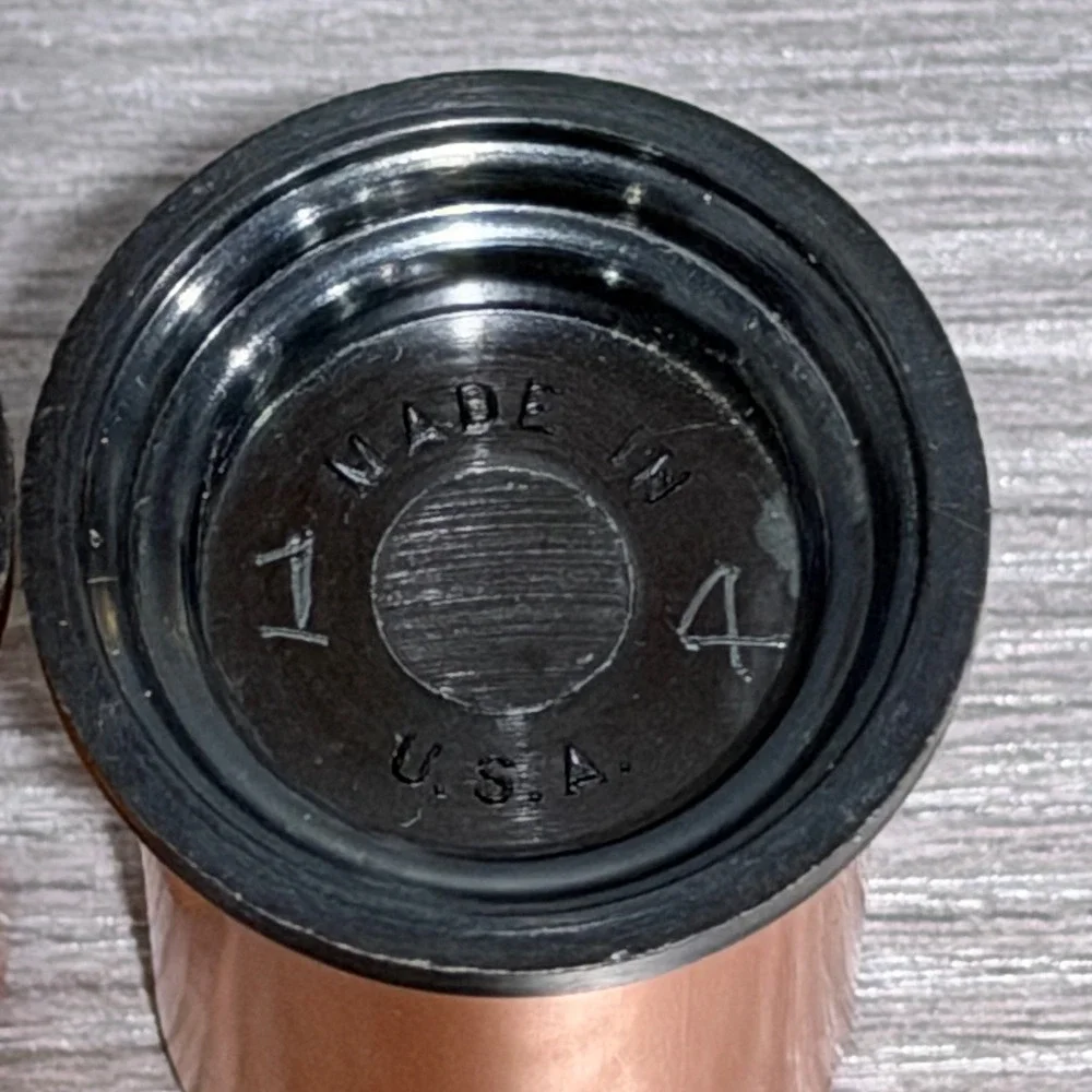 Vintage Copper Tone Salt and Pepper Shakers Set Made in USA Mid Century Modern